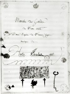 オペラ「Les Francs Juges」のヘクターベルリオーズ作「Marche des Gardes du Franc Comte」（1803-69）1826（紙にペンとインク） 作： French School