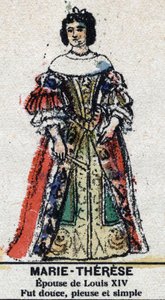 Marie Therese of Austria (1638-1683), フランスの王妃。「Galeriede Kings and Queens of France and illustrious characters from 1643 to 1895」では、エピナルのイメージ。 作： French School