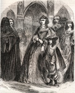 パリのノートルダム寺院に向かうフランス王妃マリー・ド・メディシス（1573-1642）と息子ルイ13世の摂政 - L.-P.の「Histoire de France」よりアンケティル 作： French School