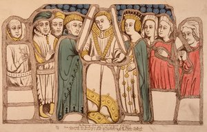 1445年、イングランドのヘンリー6世（1421年～1471年）とアンジュー家のマルガリータ（1429年～1482年）の結婚。1793年に描かれたもの。パリのアール・デコ美術館の所蔵品。 作： French School