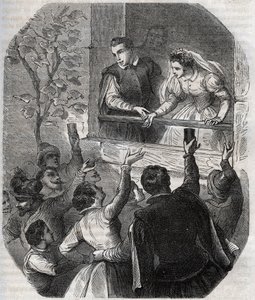 1539年5月15日にArtigat（Ariege）で行われたMartin Guerre（1524年頃）とBertrande de Rolsの結婚。ヘンリー・デ・コック（1819-1892）の「Histoire Des Cocuses Celebres」に掲載されている1871年のエングレーヴィング。 作： French School