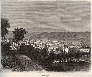 Marvejols - Lozere - Languedoc-Roussillon - V.-A. Malt-Brown著 "La France illustree: Geographie, histoire, Administration Statistique "に掲載された彫刻。 作： French School