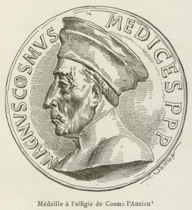 コスモ・ザ・エルダーの肖像画によるメダル（彫刻