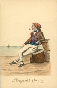 フィニステール、プルガステルの男性衣装（カラーリトグラフ） 作： French School