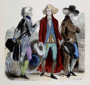 1787年のパリのメンズファッション。