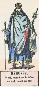 メロヴェ、第3代王、448年に即位、458年に死去（カラー図版 作： French School