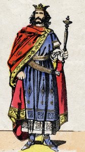 メロビンジアン王朝。チルペリック2世の肖像（700-721年頃） 715年から721年までフランク王国の王。19世紀末のエピナル撮影。個人蔵。 作： French School