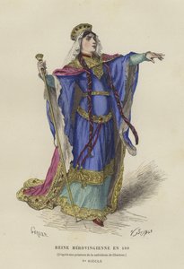メロヴィング朝の女王、480 作： French School