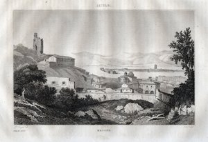 メッシーナ - Messina - Sicilia - Sicily - Sicilie - M. de Norvins, Ch. Nodier 1834-1836による "Italy Picturesque" - History and Descriptive Painting of Italyからのエングレーヴィング。 作： French School