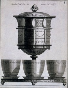 金属細工：スプーンとシュガーホルダー付きのコーヒーセット、1780-96
