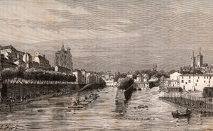 メッツ - サン・ジョルジュ港 - モーゼル - V.A.マルト・ブラウン著「La France illustree: Geographie, histoire, Administration Statistique」に掲載された彫刻。 作： French School