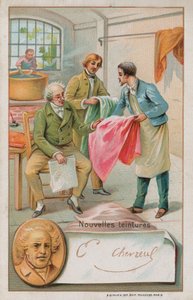 フランスの化学者、ミシェルユージーンシェヴル（1786〜1889）がいくつかの新しい染料を検査 作： French School
