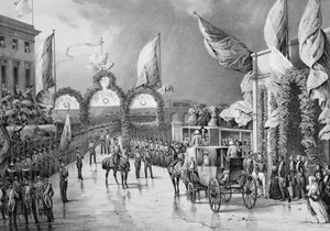 ゴスポートでの国王への軍事的栄誉 - フランス王ルイ・フィリップ1世（1773-1850）、プリンス・アルバート（1819-1861）、英国女王ヴィクトリア（1819-1901）が、ルイ・フィリップの英国への公式航海中のゴスポート駅にて（1844年） - ルイ・フィリップ