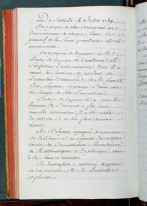 科学アカデミーの会議からの議事録、1789年7月4日（紙にインク） 作： French School