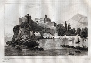 モナコ - M. de Norvins, Ch. Nodier 1834-1836による "Italy Picturesque" - History and Descriptive Painting of Italyからのエングレーヴィング。