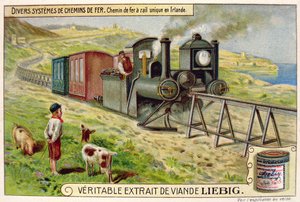 エールのモノレール列車、真の肉エキスリービッヒの宣伝広告カード 作： French School