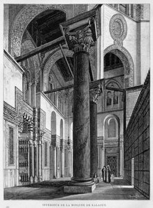 モスクとマドラサカラワン、内部ビュー、Georg Moritz Ebers（1837-98）1881によるLEgypteのイラスト