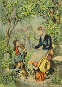 子供と犬と遊ぶ母 作： French School