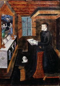 キリストの生涯のシーンとアンリ2世（1519〜59年）とキャサリンデメディチ（1519〜89年）（エナメルと木材）（154768の詳細）の属性が収められた追悼キャビネット