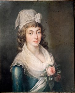 ローラン夫人フランス革命の立役者、ジロンダン帽をかぶったローラン夫人（1754-1793）の肖像。 フランス派の絵画