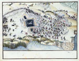1688氏、ボナパルトエジプト作戦中の砂漠の戦い、1798年（紙にトイレ） 作： French School