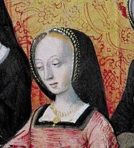 Ms.17 fol.1 Vie des Femmes Celebresのブルターニュアンヌ（1477-1514）に本を提供する著者、1505年頃（153785の詳細） 作： French School