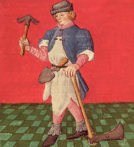 Ms.3066 fol.42 vジャック・ド・セソールによるLe Livre des Echecs Moralisesの鍛冶屋 作： French School