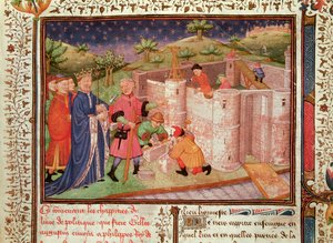 Ms 1015 fol.1王子と王子の政府による城の建設 作： French School