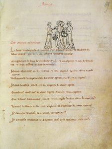 Ms 1175 f.59r女性の卵を購入、Vieil Rentier dAudenarde、1291-1302 作： French School