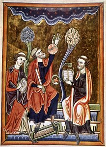 Ms.1186 f.1 「天文学者、書記、計算技師」 聖ルイとブランシュ・ド・カスティーリャの「詩篇集」から引用された細密画のファクシミリ版 作： French School
