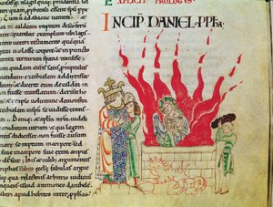Ms 12-15 t.3 f.64エティエンヌ・ハーディングの聖書からの炉の中の子供たち 作： French School