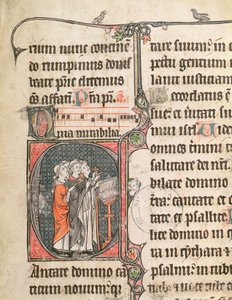 Ms 124 fol.98僧侶が詩篇から歌う 作： French School