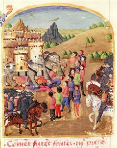 Ms 1335 fol.217 Vie dAlexandre le GrandのElephants of War 作： French School