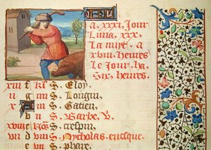 Ms 134 12月：時間帳から豚を屠殺 作： French School