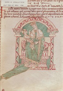 Ms 1408 fol.51 Virgin and Child with St. Gregory the Great（540-604）from Sermons et Vies de Saints 作： French School