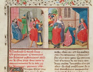 Ms 149 t.1 fol.108v Jacques de Guise著、ベルギーのハイノー王子公爵夫人からベルギー人が公爵を選ぶ方法 作： French School