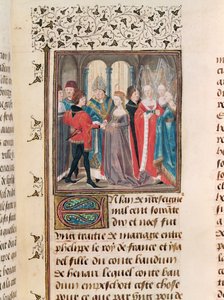 Ms. 149 t.3 fol.88フィリップ・オーギュストの結婚（1165-1223）フランス国王とボードーヌ伯の娘、イノーのイザベル 作： French School