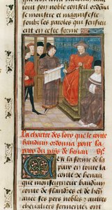 Ms. 149t.3 fol.175 vハイノーのボードウィンVIを数える法律憲章 作： French School