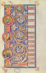 Ms 14 fol.23伝道者からの、メダリオンを持つ初期Lの歴史