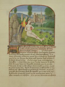 Ms 165 fol.31rストリームに座った魂、ルネ・ダンジュによるジュン・プリンスの教訓、c.1465-68 作： French School