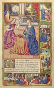 Ms 17 fol.2 Vie des Femmes Celebres、c.1505の「受胎告知とキリストの子供時代」