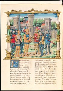 Ms 18 f.32v 1465年10月、ブルゴーニュ公ルイ11世とチャールズ・ザ・ボールドの間のコンフラン条約、フィリップ・オブ・コミネス（1445-1509）の回顧録 作： French School