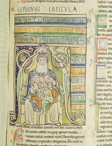 Ms 1 f.256歴史的な手紙A Souvigny Bibleからアブラハムの懐の世代を描いたもの 作： French School