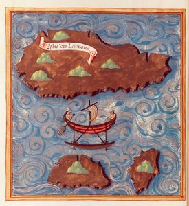 Ms 24224 Fol.20vラドローン諸島の地図、フェルディナンドマゼランの航海の記録から