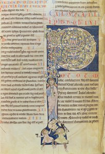 Ms 2 fol.3v t.1歴史的イニシャル「P」、サンアンドレ修道院の聖書から