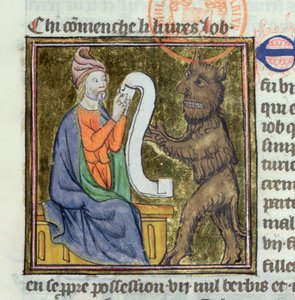 Ms 312悪魔による仕事の誘惑、ガイヤルデムーランの聖書歴史のミニチュア 作： French School