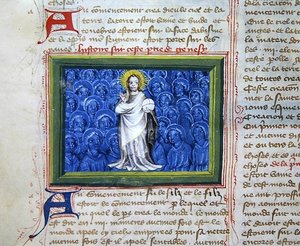 Ms.313 天使に囲まれた神（Bible des Grands Augustinsより 作： French School