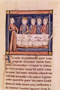 Ms 3347 fol.214ペンテコステの前夜...、Livre de Messire Lancelot du Lacより 作： French School