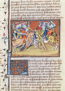 Ms 3479 t.1 fol.539馬が衝突するとき、Livre de Messire Lancelot du Lacから