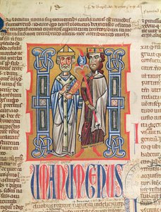 Ms 354 fol.9 14世紀のDecretum Gratianiの司教と王のミニチュア 作： French School